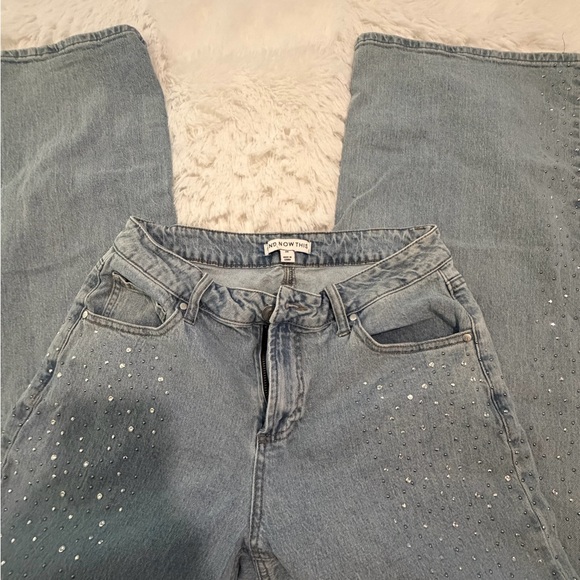 Gray Boot-Cut Jeans with Rhinestone Accent - Picture 3 of 5